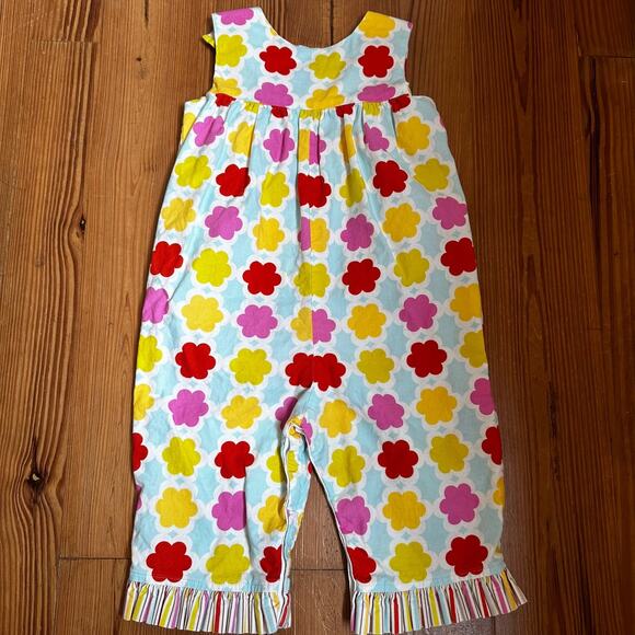 Blessed Be The Name blue colorful floral ruffle pant overalls SIZE 2T - Picture 5 of 5